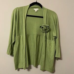 Garnet Hill Open Front Cardigan Sweater Half/Quarter Length Sleeves Size XL